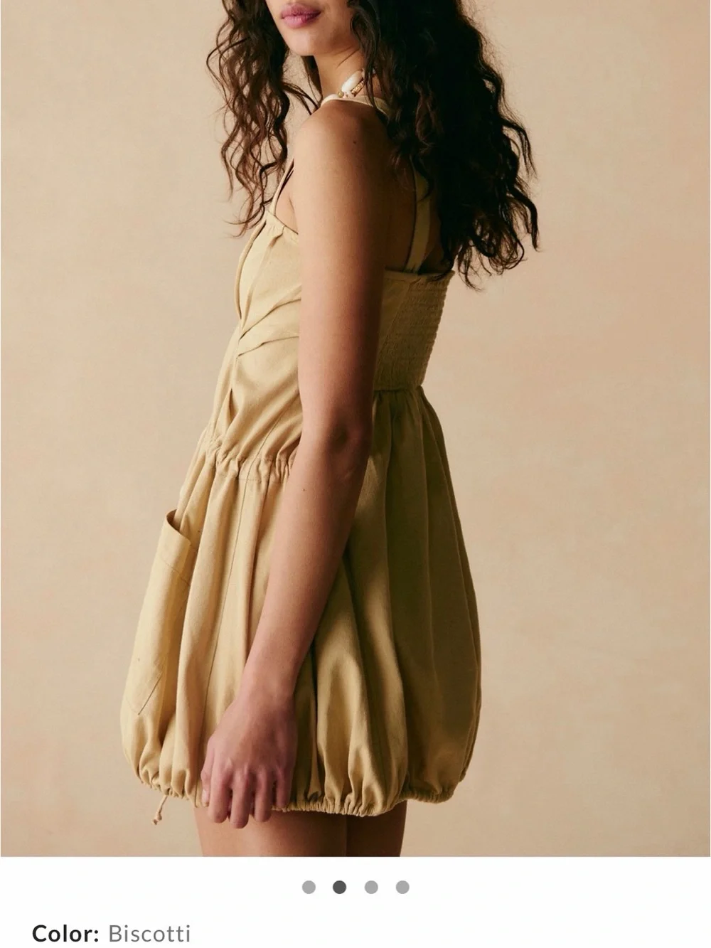 Free People Free Est Taste of Sunshine Drawstring Peplum Tunic in Tan Biscotti